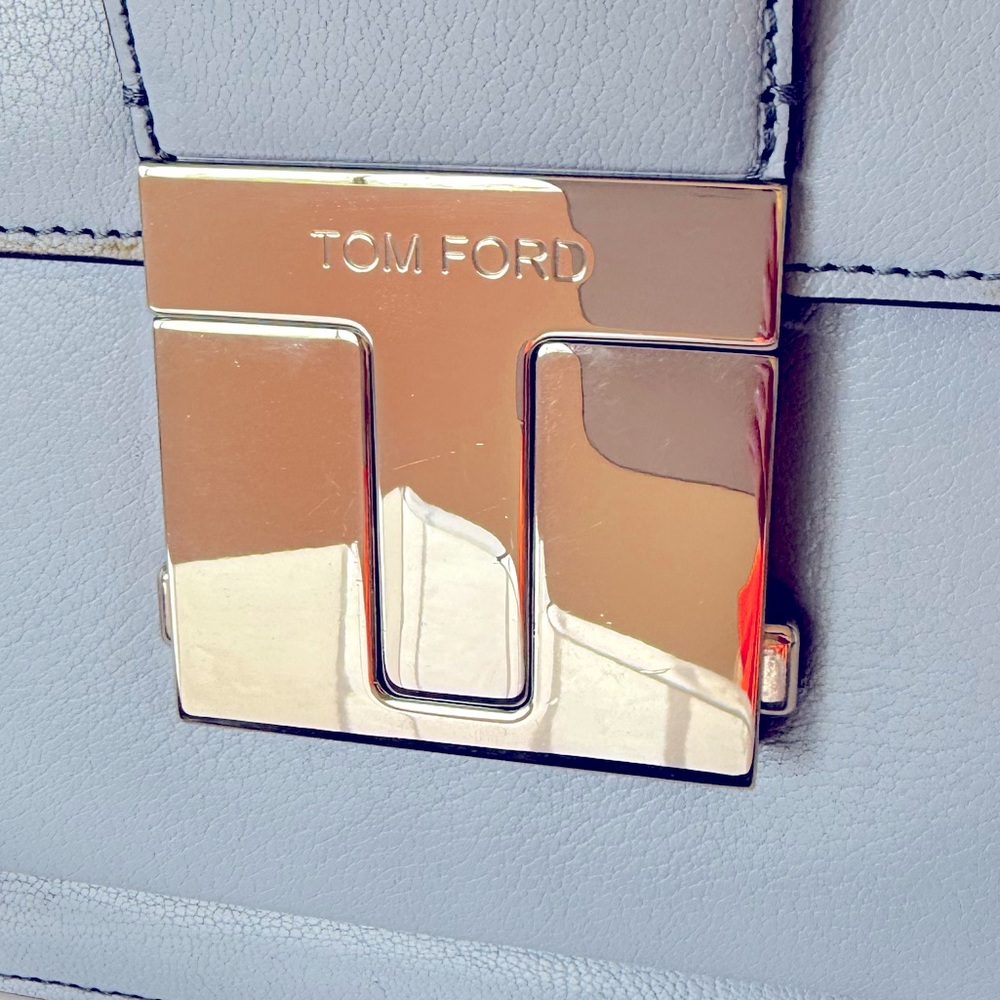 Tom Ford Powder Blue Satchel Handbag Medium T clasp top handle $3,500 - Picture 5 of 10
